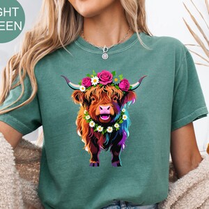 Camiseta Comfort Colors® con estampado floral de vaca, camiseta de vaca, camiseta para amantes de las vacas, camiseta de granja, camiseta de chica de granja, regalo para amantes de las vacas, camiseta campestre de granja con estampado de vaca