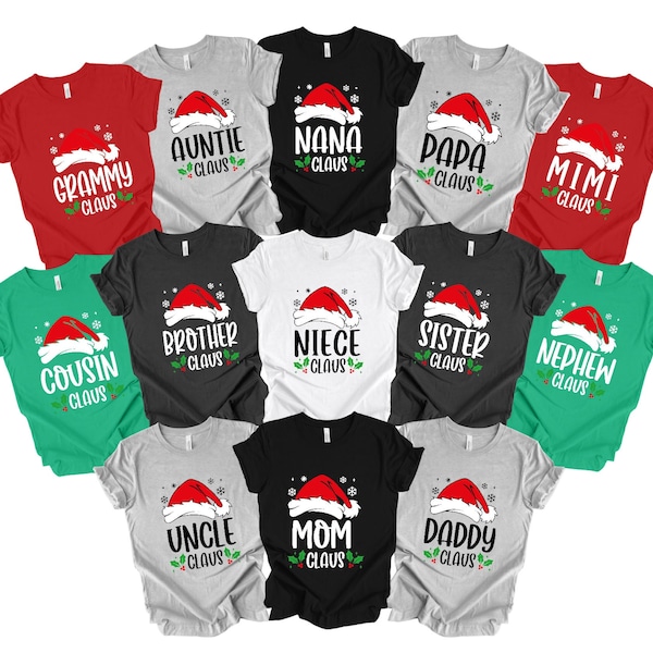 Custom Name Claus Christmas Shirt: Matching Family Holiday Tees