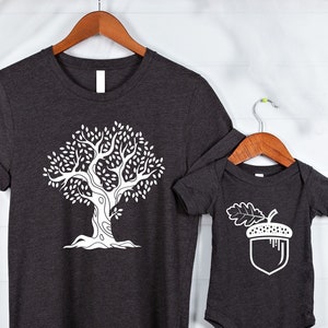 Acorn oak tree matching dad and baby shirts acorn tree matching set of shirts father&#39;s day matching shirts father son shirts daughter shirts