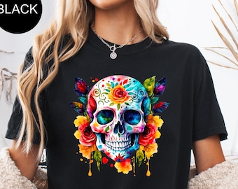 Comfort Colors® Dia de los Muertos T-shirt, Sugar Skull, Halloween Costume