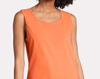 Camiseta sin mangas Comfort Colors® lisa, modelo 9360, de algodón grueso teñido en prenda, corte unisex, aspecto vintage suave, bonitas camisetas sin mangas para novias.