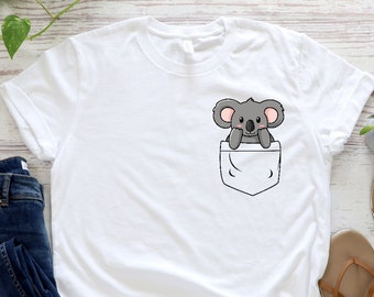 Koala Pocket Tee: Casual Cute Shirt - Unisex Fit Cotton