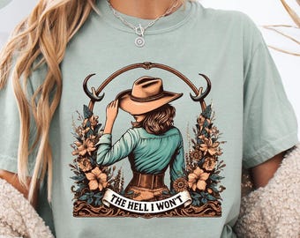Comfort Colors® - Vintage Cowgirl T-Shirt, Retro Western Style