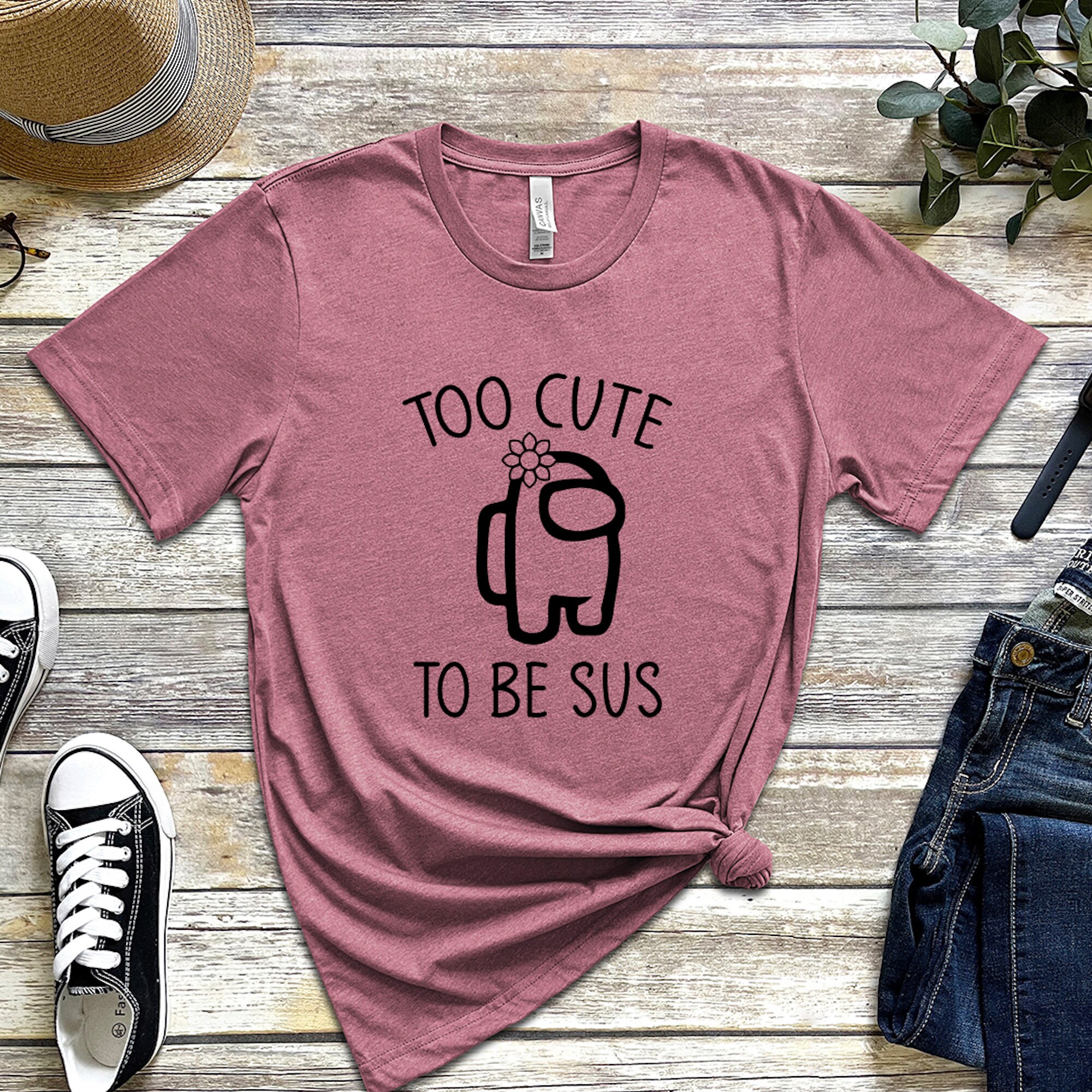 Discover Too Cute To Be Sus T-Shirt, Funny Among Us Shirt, Imposter T-shirt, You Look, Lover Gamer, Gameday Tee, Gift For Friend, Present Birthday