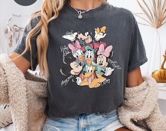 Comfort Colors® Retro Mickey and Friends Signatures Shirt, Magical Shirt, Disney Characters Tee, Mickey & Co Gift, Disney Tee