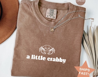 Comfort Colors® A Little Crabby Shirt, Minimalist Beach T-Shirt, Funny Meme A Little Crabby tee