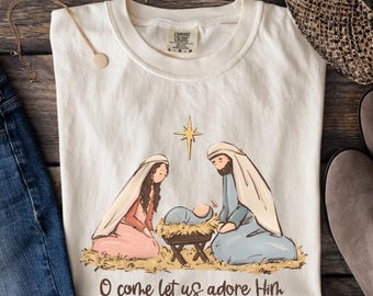 Comfort Colors® Nativity Scene Shirt, Christian Christmas Sweatshirt, True Story Nativity T-shirt, Religious Christmas Gifts, Jesus Tee