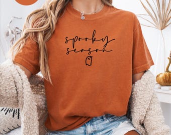 Comfort Colors® Spooky Season Ghost Shirt, Ghost Sweatshirt, Halloween Favorite, Cute Ghost t-shirt, Halloween Gift, Spooky Season Tee