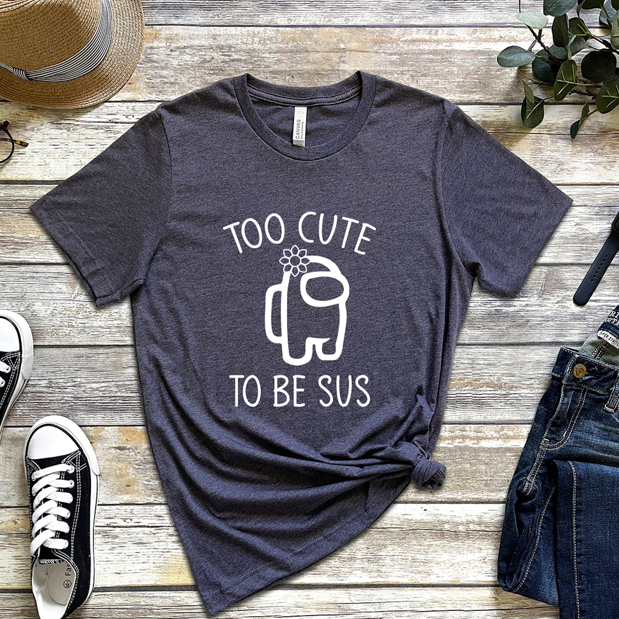 Discover Too Cute To Be Sus T-Shirt, Funny Among Us Shirt, Imposter T-shirt, You Look, Lover Gamer, Gameday Tee, Gift For Friend, Present Birthday