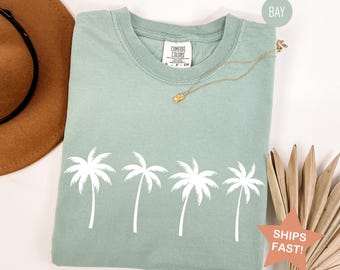 Comfort Colors® Palm Tree T-Shirt, Tropical Beach Shirts, Summer Vacation Tee, Girls Trip Top