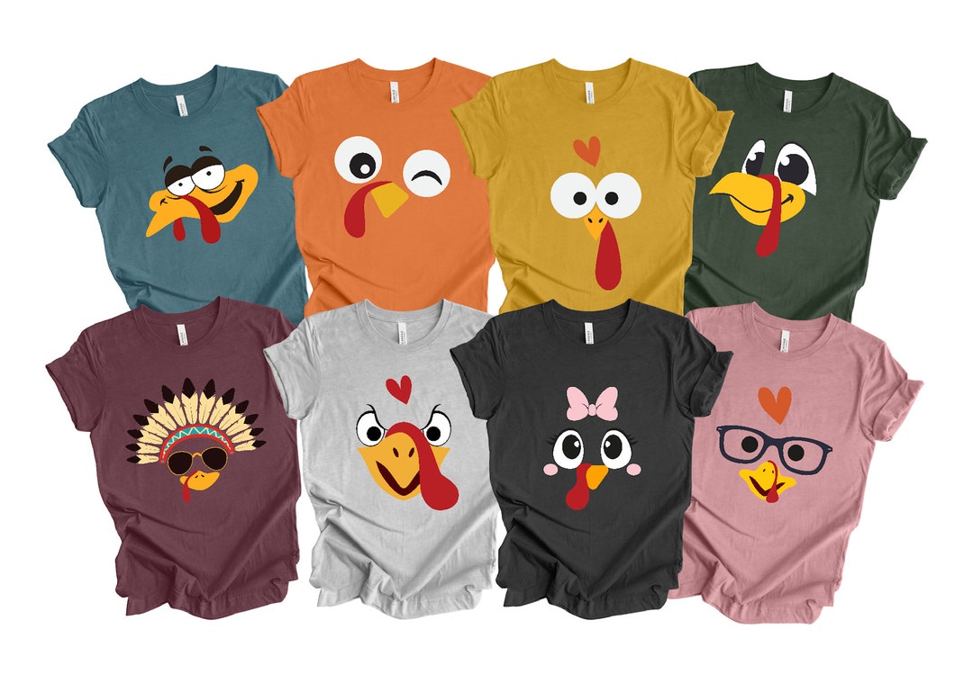 Funny Face Turkey Shirts, Thanksgiving Group Shirts, Fall Family Shirts