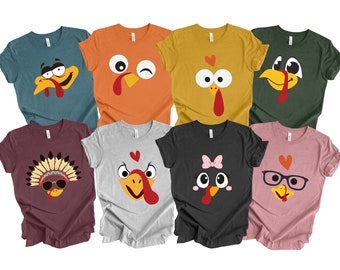 Funny Face Turkey Shirts, Thanksgiving Group Shirts, Fall Family Shirts, Cute Turkey Shirt, Kids Shirt, Fall Shirt Teacher, Thanksgiving Tee