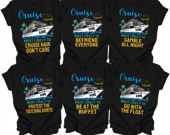 Cruise Crew T-Shirt, Custom Name, Funny Most Likely To (Unisex and Women's Sizes)