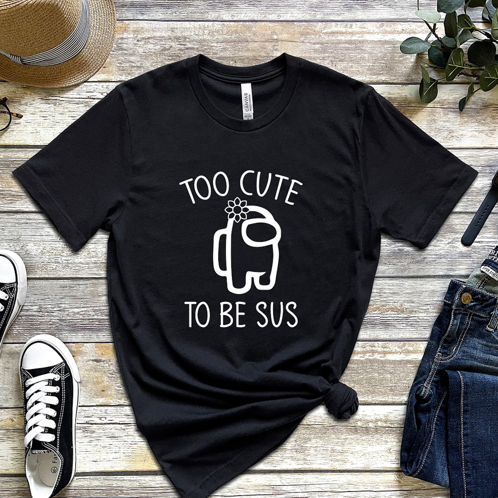 Discover Too Cute To Be Sus T-Shirt, Funny Among Us Shirt, Imposter T-shirt, You Look, Lover Gamer, Gameday Tee, Gift For Friend, Present Birthday
