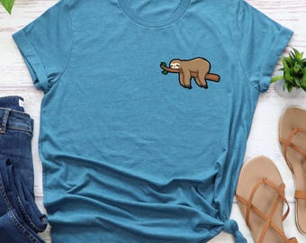 Funny Sloth Shirt, Cute Sloth T Shirt, Cute Animal Tee, Animal Lover Shirt, Funny Graphic Tees, Adorable Animals Tee, Sloth Yoga Shirt