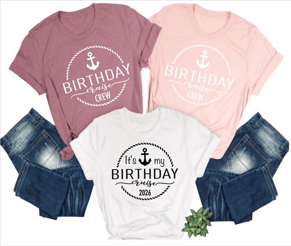 Birthday Cruise Shirt: Party Cruise Crew Tee (Unisex and Women's sizes)