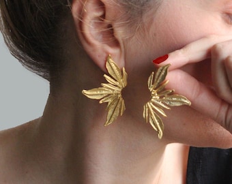 Oversized Gold-Plated African Earrings: Bold Statement Jewelry