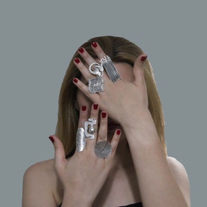 Oxidized Silver Plated Ring: Adjustable Boho Chunky Ring