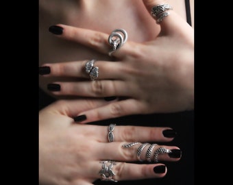 Oxidized Silver Plated Animal Ring: Adjustable Boho Statement Ring