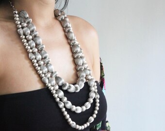 Boho Chic Triple Layer Necklace: Adjustable Long Statement Jewelry