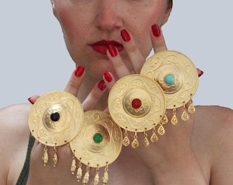 Gold Plated Statement Ring: Large Boho Dangle Ring