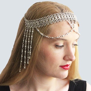 Antiekzilveren haarketting: handgemaakte boho-zendspoel
