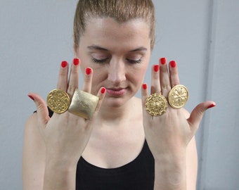 Gold Statement Ring: Geometric Chunky Boho Ring