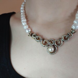 Freshwater Pearl Necklace, Wedding Pearl Necklace, Pearl Choker, Modern Pearl Necklace, Pearl Jewelry, White Victorian Pearl Choker