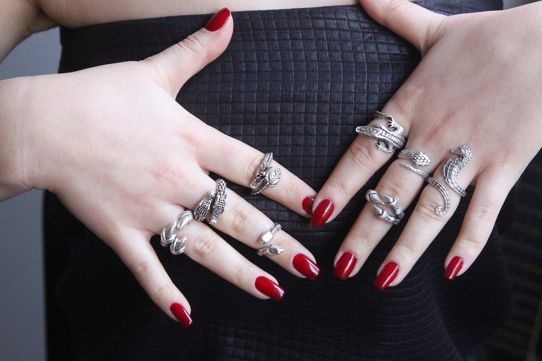 Adjustable Animal Rings, Snake Ring, Eagle Claw Ring, Gator Ring, Sea ...