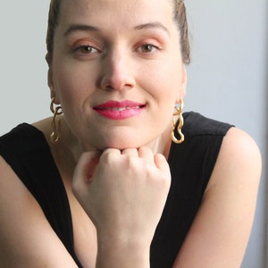 Oversized Gold-Plated Earrings: African Inspired Statement Cubes