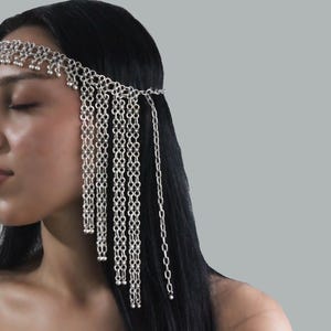 Boho antiekzilveren hoofdketting: feesthaarsieraden