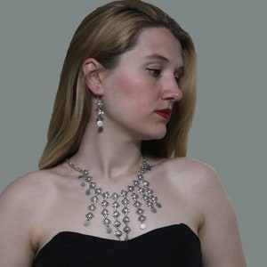 Vintage Inspired Bib Necklace: Silver Plated Southwestern Jewelry
