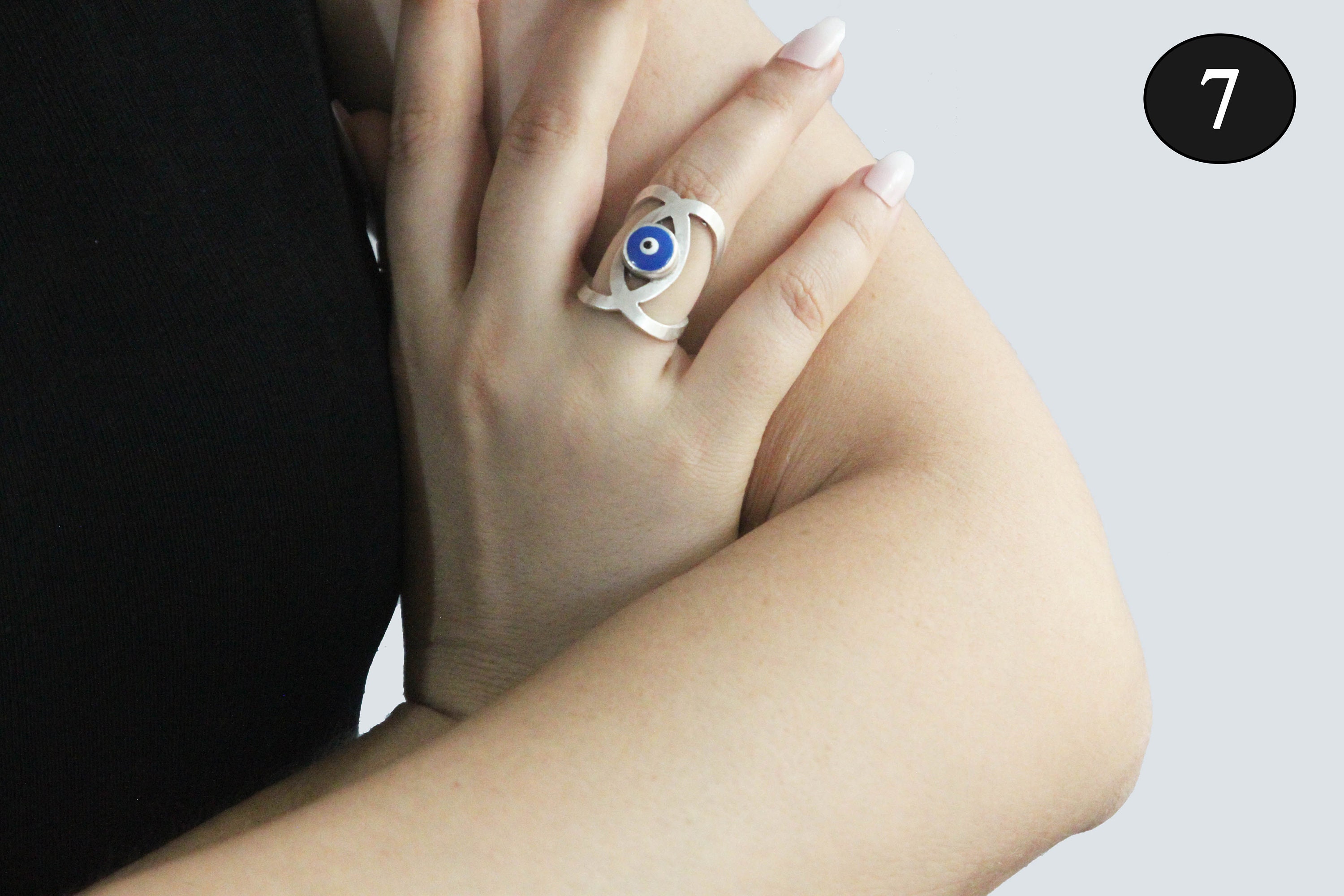 Adjustable Evil Eye Ring: Silver Plated Boho Protection Ring - Etsy