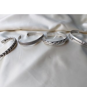 Pulsera de puño para hombre, pulsera de plata, pulsera retorcida, pulsera de plata ajustable, pulsera de plata trenzada para hombre, pulsera para hombre