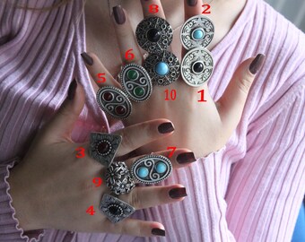 Adjustable Boho Statement Ring: Silver Plated Chunky Band