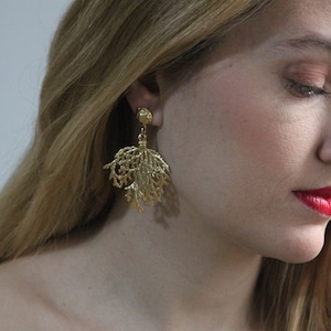 Oversized Gold-Plated African-Inspired Statement Earrings