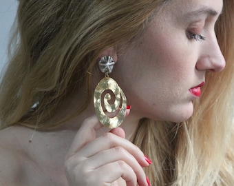Oversized Gold-Plated African Earrings: Bold Statement Jewelry
