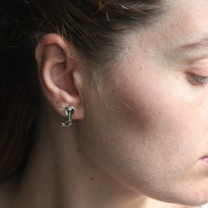 Silver Snake Earrings: Double-Sided Serpent Drop Earrings
