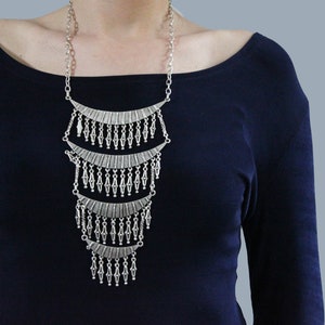 Boho Bib Statement Necklace: Ethnic Vintage Inspired Long Necklace