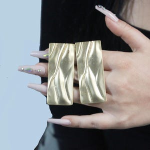 Oversized Gold-Plated Rectangle Earrings: African Inspired Statement Jewelry