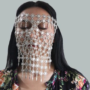 Adjustable Metal Face Chain Mask: Festival Rave Jewelry