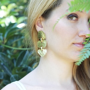 Oversized Gold-Plated Dangle Earrings: African Inspired Statement Jewelry