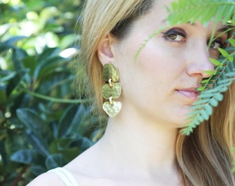 Oversized Gold-Plated Dangle Earrings: African Inspired Statement Jewelry