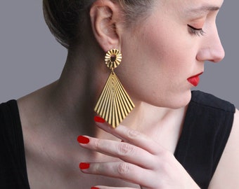 Oversized Gold-Plated Earrings: African Inspired Statement Jewelry