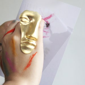 Gold Abstract Face Ring: Boho Stackable Statement Ring