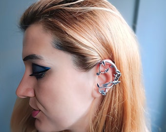 Silber Baumzweig Ohrmanschette: Kein Piercing Blatt Ohr wickeln