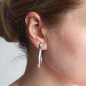 Silver Plated Snake Hoop Earrings: Gothic Witchy Serpent Jewelry