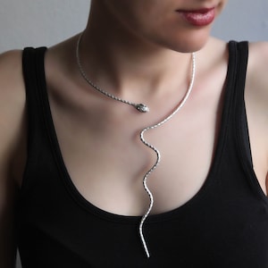 Silver Snake Choker: Adjustable Zama Statement Necklace