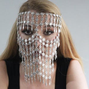 Adjustable Metal Face Chain Mask: Festival Rave Jewelry