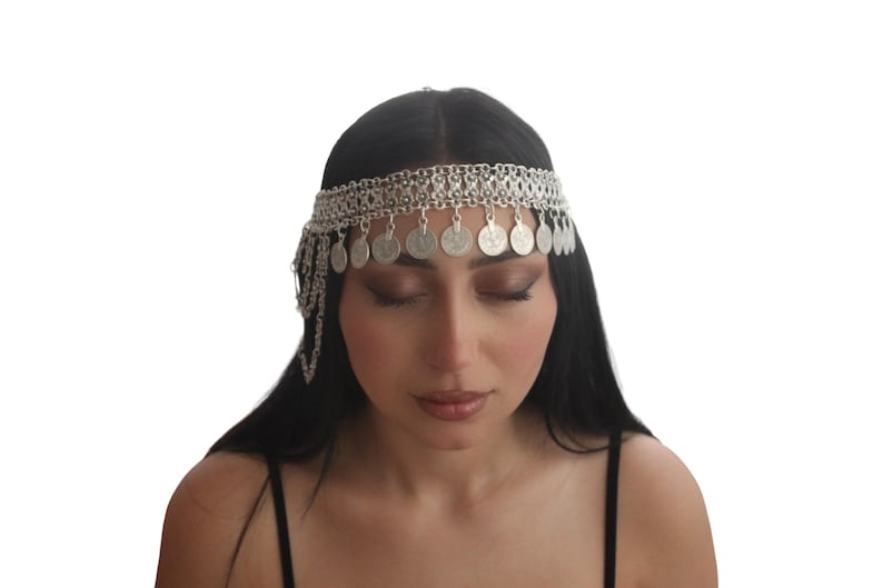 Coin Forehead Chain Antique Silver Boho Hair Chain: Handmade Headpiece - Etsy